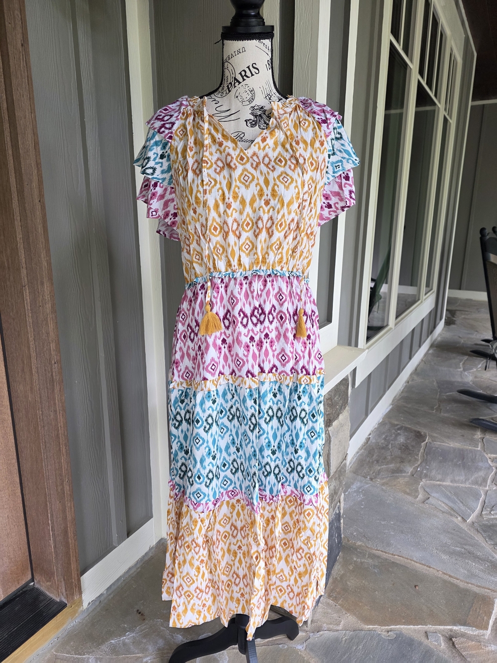 Umgee Tiered Ikat Midi Dress-NWT